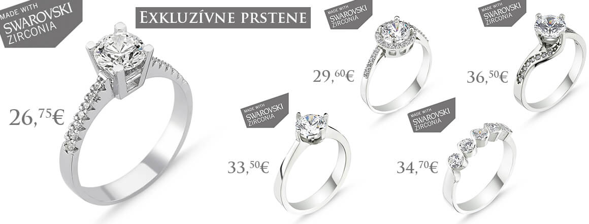 Strieborne prstene Swarovski